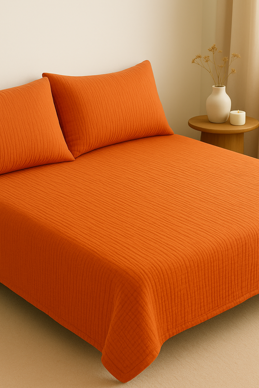 Amber Glow Muslin Bedsheet Set