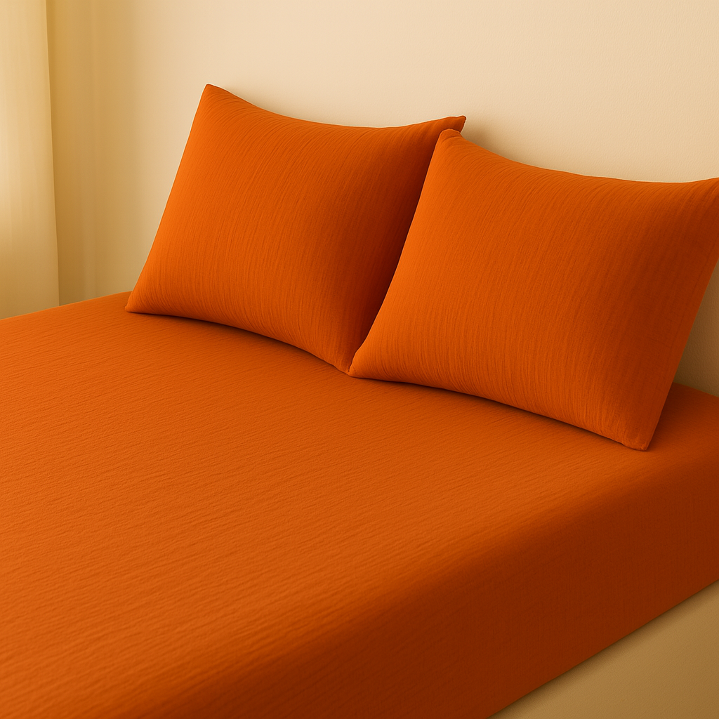 Amber Glow Muslin Bedsheet Set
