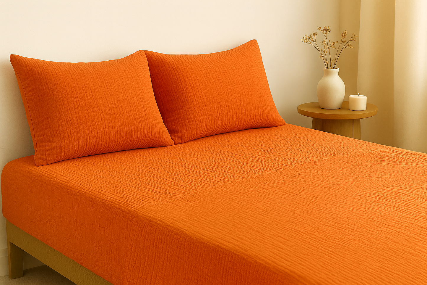 Amber Glow Muslin Bedsheet Set
