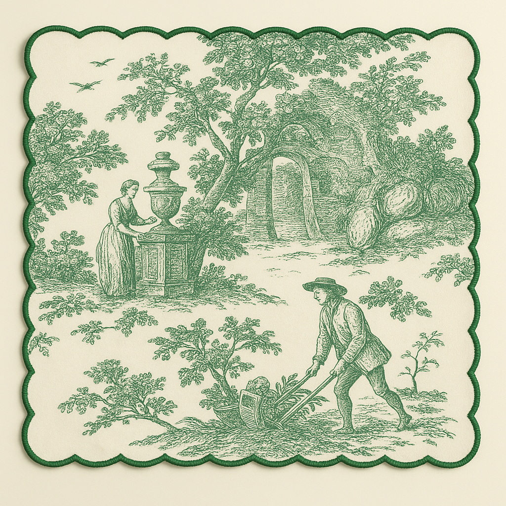 Forest Whisper Hand Embroidered scallop Napkin set of 6