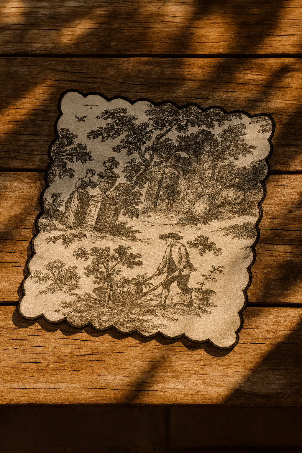 Vintage Noir Hand Embroidered scallop Napkin Set of 6