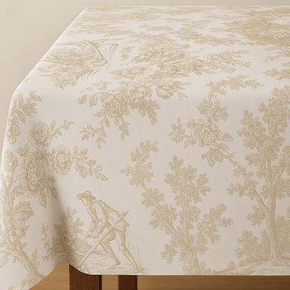 Beige Toile cotton tablecloth alternative view - Viraasa