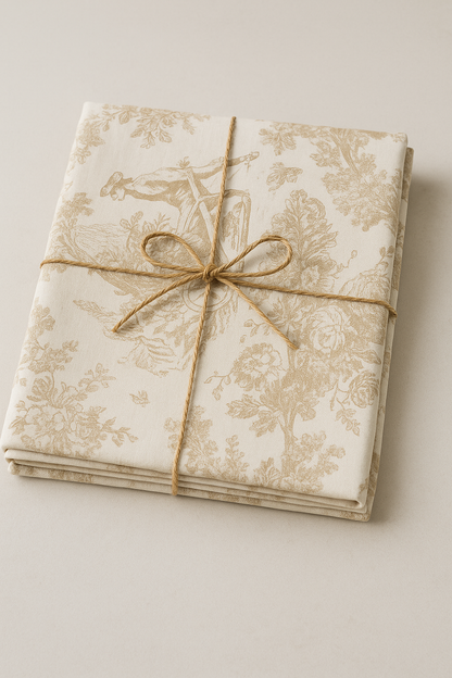 Beige Toile cotton table cover styled on dining table - Viraasa