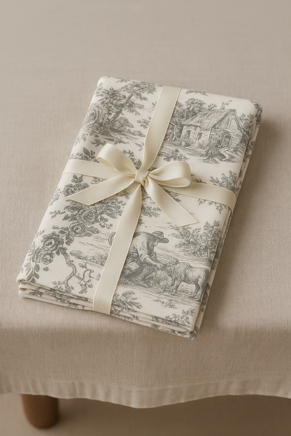 Grey Toile cotton runner alternative view - Viraasa premium dining