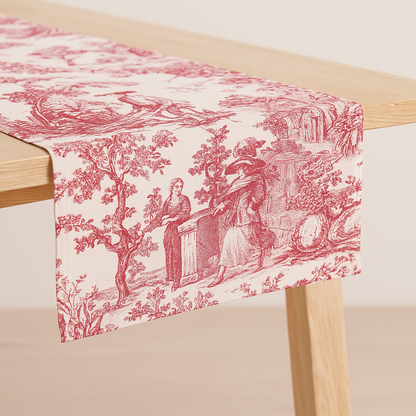 Premium linen fabric texture - Red Toile runner Viraasa luxury