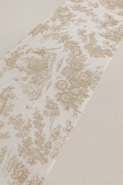 Brown Toile linen runner folded view - Viraasa premium dining