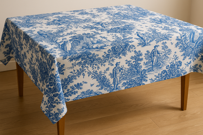 Blue Toile cotton tablecloth alternative view - Viraasa