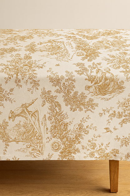 Brown Toile cotton tablecloth alternative view - Viraasa