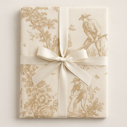 Close-up of Brown Toile cotton tablecloth - Viraasa luxury home