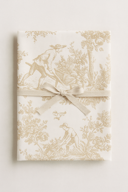 Beige Toile de Jouy Cotton Apron | Premium French Print Kitchen Apron