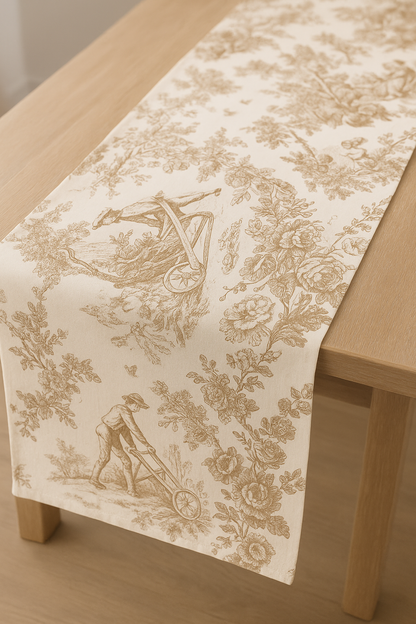 Premium linen fabric texture - Brown Toile runner Viraasa luxury