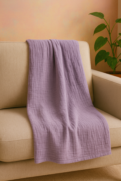 Lavender Mist Soft Muslin Throw Blanket | Cozy Home Decor