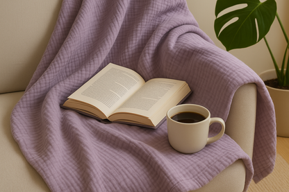 Lavender Mist Soft Muslin Throw Blanket | Cozy Home Decor