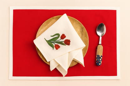 Scarlet Royale Cotton Placemats Set of 6 | Elegant Dining Decor