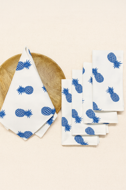 Island Breeze Printed Cotton Napkins Set of 6 | Tropical Dining Decor