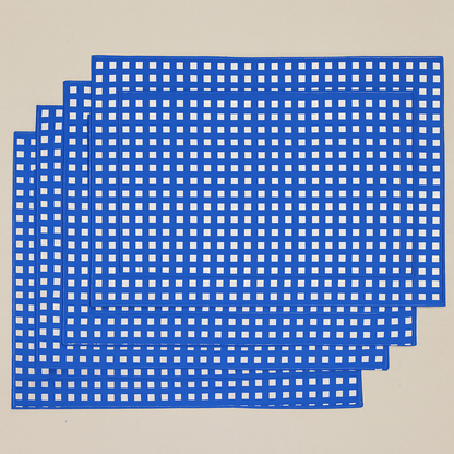 Blue Gingham Cotton Table Mats Set of 6 | Classic Check Dining Decor