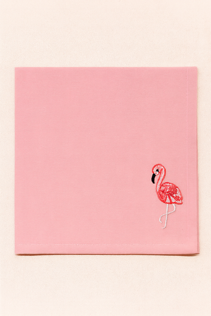 Pink Paradise Embroidered Cotton Napkins Set of 6 | Elegant Dining