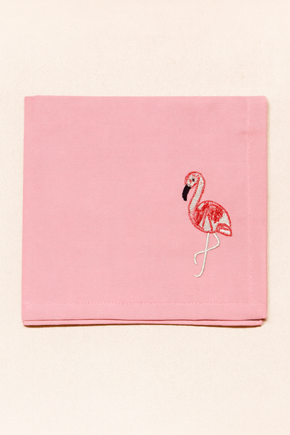 Pink Paradise Embroidered Cotton Napkins Set of 6 | Elegant Dining
