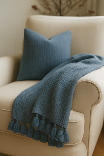 Blue Breeze Soft Muslin Throw Blanket | Cozy Home Decor