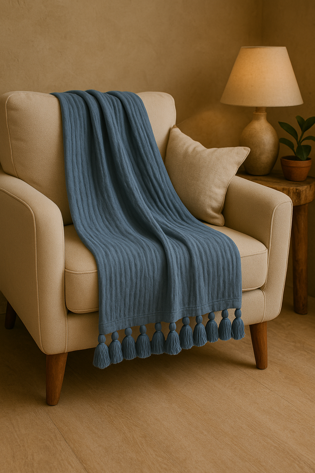 Blue Breeze Muslin Throw