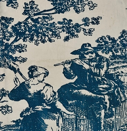 Vintage-style illustration of a man and woman under a tree with floral patterns.