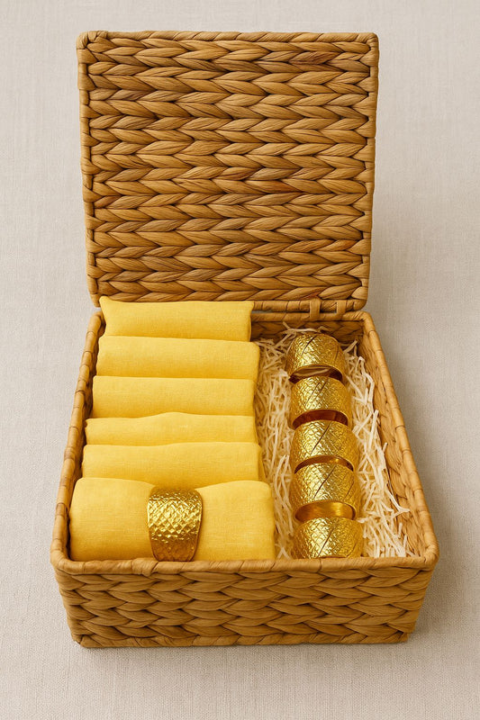 Yellow Gold Napkin Hamper Sets