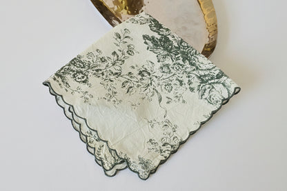 Folded grey Toile de Jouy napkin set - Viraasa luxury dining