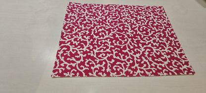 Red floral placemats styled on dining table - Viraasa