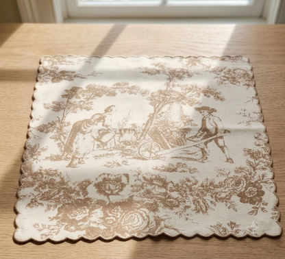Golden Beige Toile de Jouy Napkins for Festive Tables | Set of 6