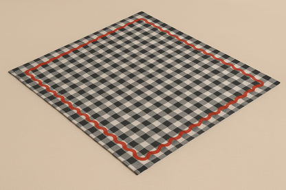 Black Gingham Cotton Table Cover| Classic Check Print