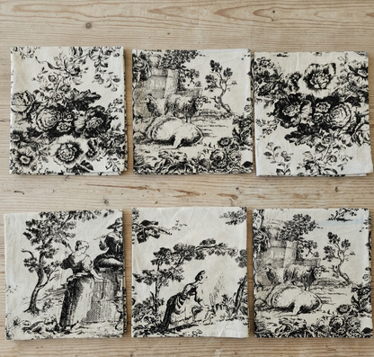 Folded Black Toile cocktail napkin set - Viraasa luxury dining