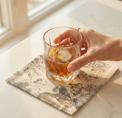 Grey Toile cocktail napkins alternative view - Viraasa