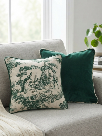 Green Contrast Duo | Filled Cushion Set of 2