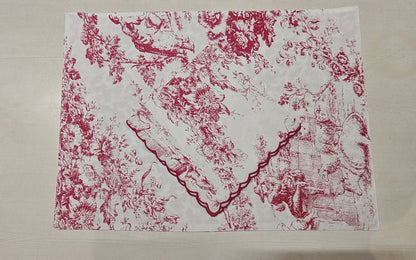 Red floral and bird pattern Placemat on a white background