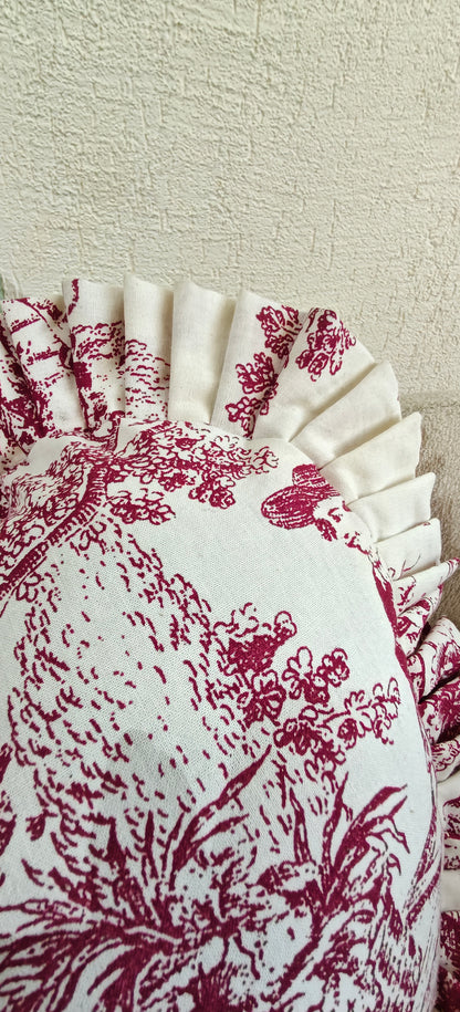 Back view of Red Toile heart cushion - Viraasa luxury gifting