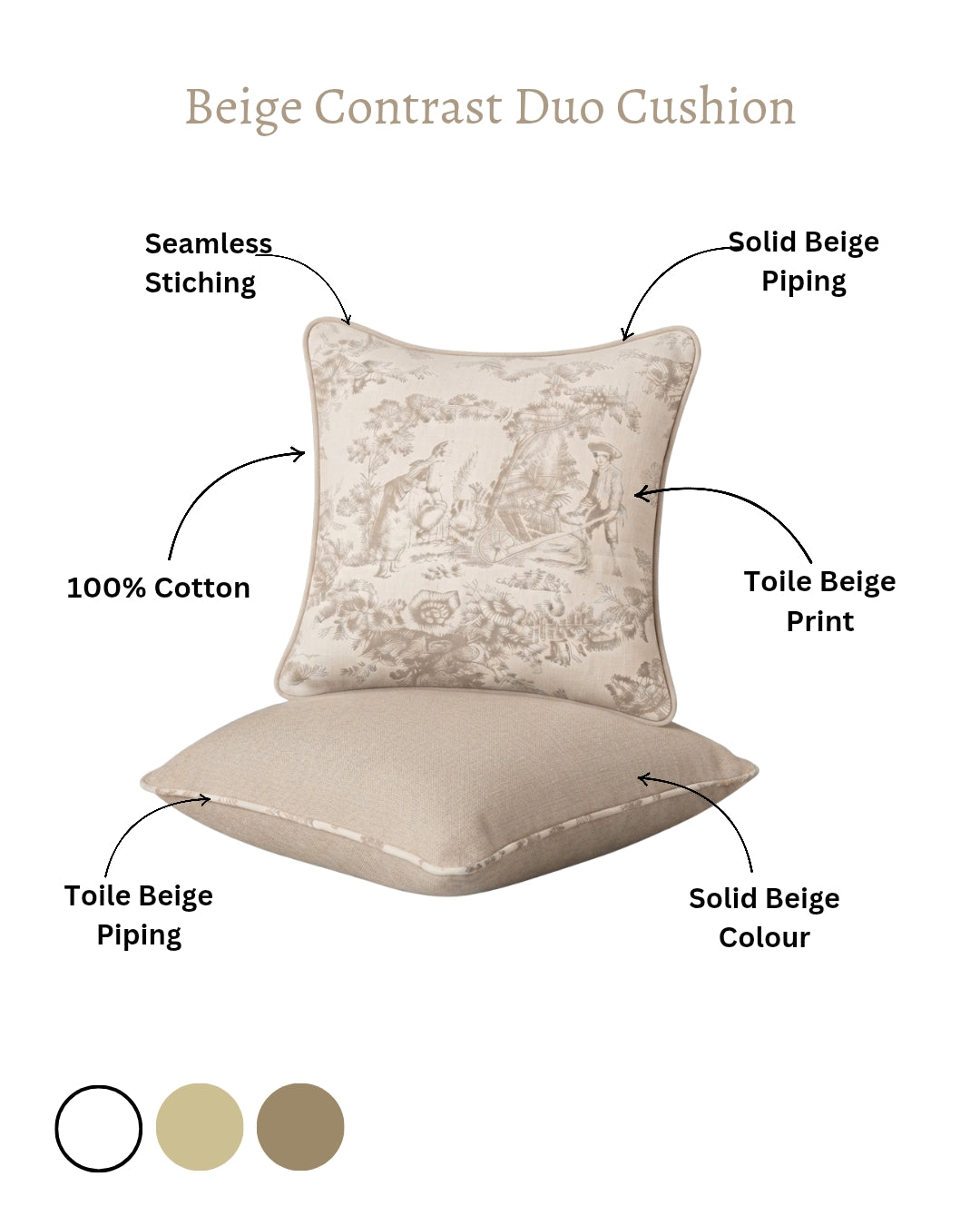 Beige Contrast Duo | Filled Cushion Set of 2