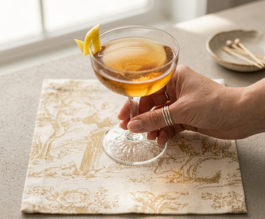 Beige Toile de Jouy Cocktail Napkins Set of 6 - Viraasa luxury French dining