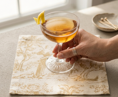 Beige Toile de Jouy Cocktail Napkins Set of 6 - Viraasa luxury French dining