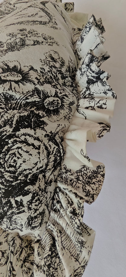 Back view of Black Toile heart cushion - Viraasa luxury gifting