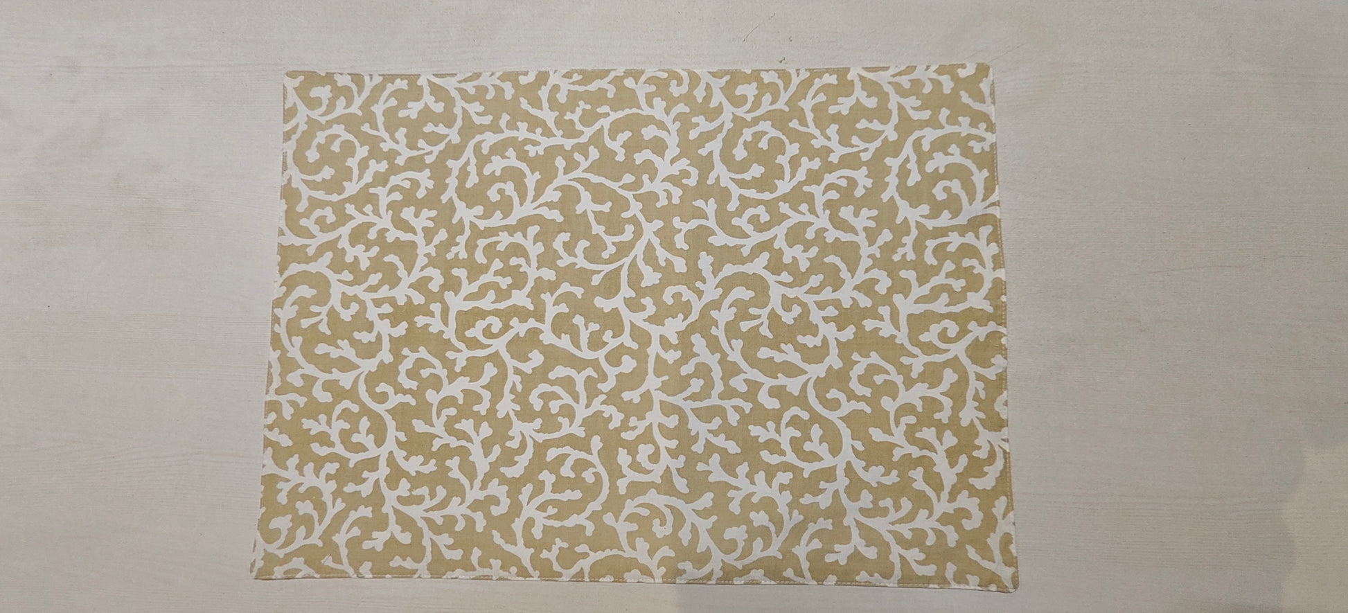 Golden Floral Print Cotton Table Mats Set of 6 - Viraasa luxury home decor