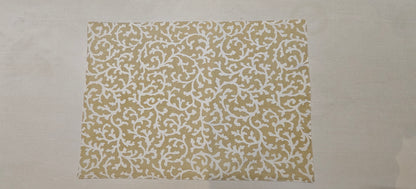 Golden Floral Print Cotton Table Mats Set of 6 - Viraasa luxury home decor
