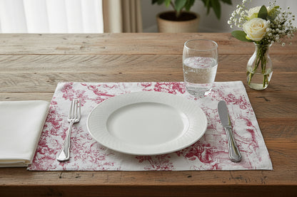 Floral in red Placemat on a beige background