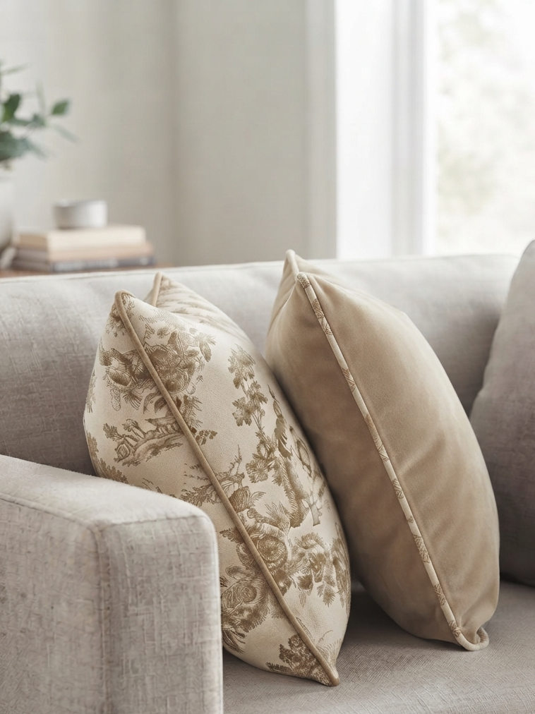 Beige Contrast Duo | Filled Cushion Set of 2