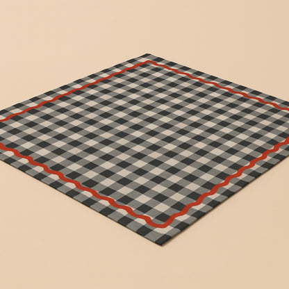 Black Gingham Cotton Table Cover| Classic Check Print