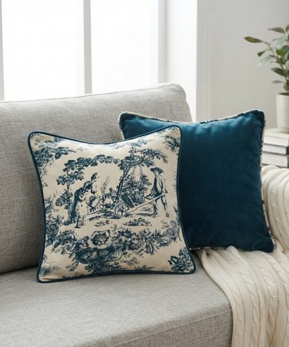Blue Contrast Duo | Filled Cushion Set of 2