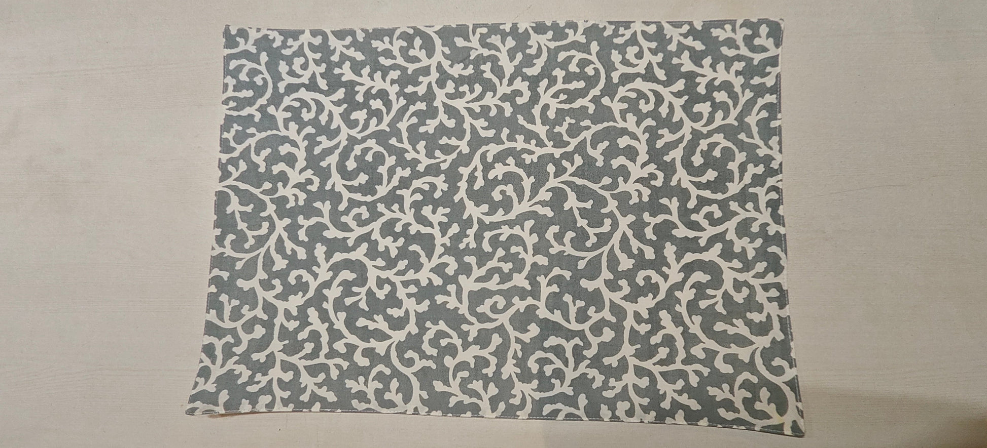 Grey Floral Print Cotton Table Mats Set of 6 - Viraasa luxury home decor