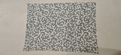 Grey Floral Print Cotton Table Mats Set of 6 - Viraasa luxury home decor