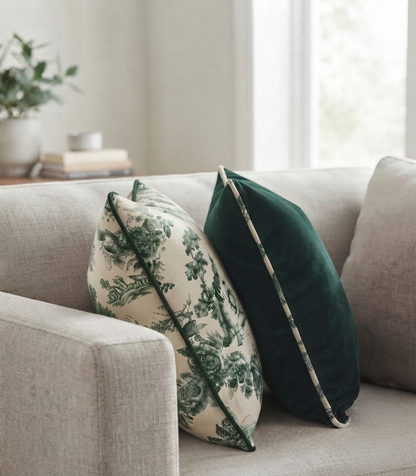 Green Contrast Duo | Filled Cushion Set of 2