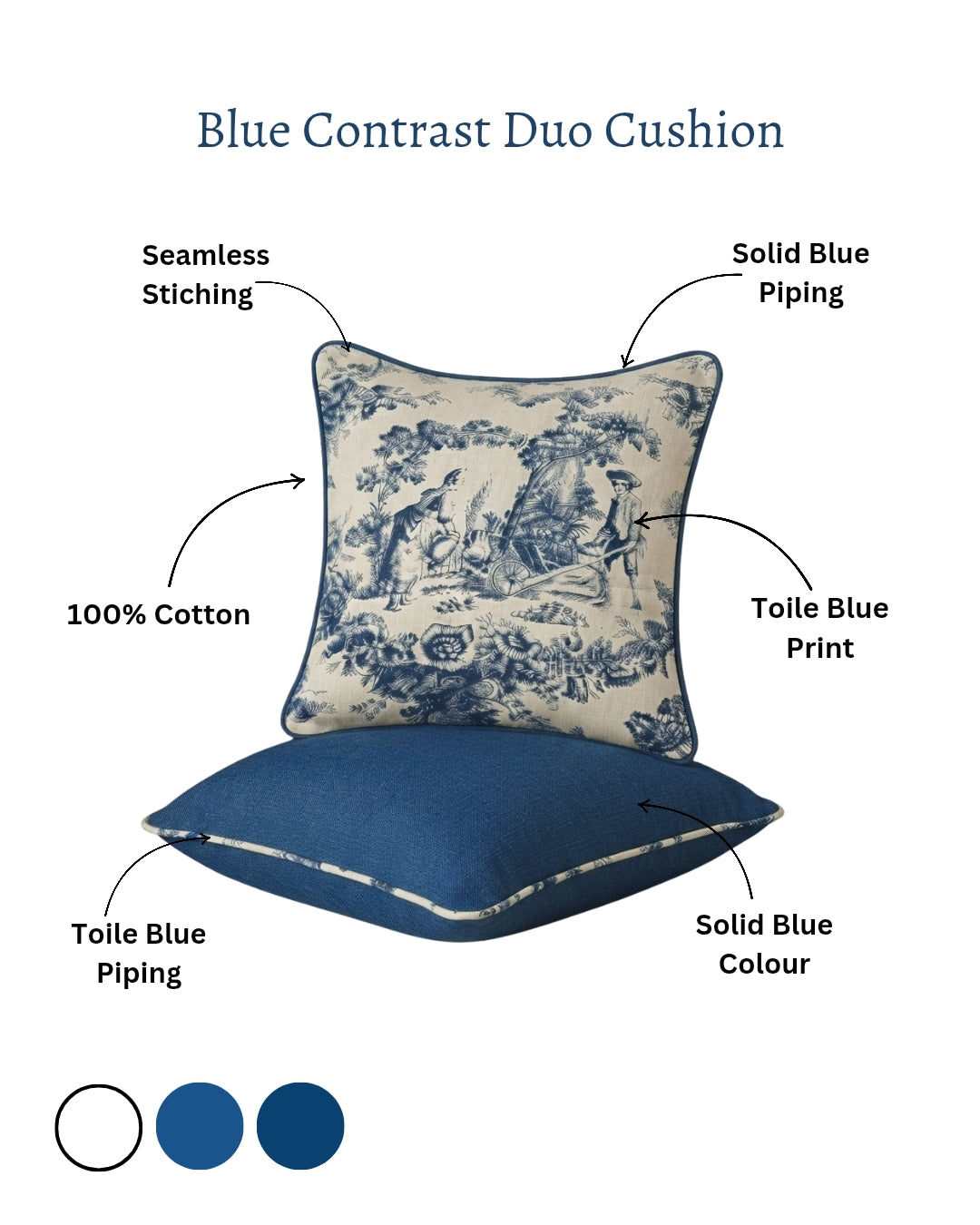 Blue Contrast Duo | Filled Cushion Set of 2