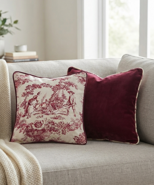 Red Contrast Duo | Filled Cushion Set of 2